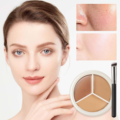 Correctores Tricolores Para Maquillaje Facial Con Pincel