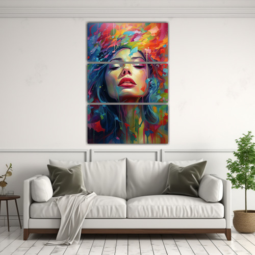 40x60cm Conjunto 3 Lienzos Colores Impactantes Bastidor Made