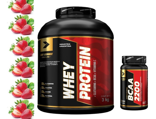 Whey Protein 3 Kg  ( Proteína Pura ) + Bcaa 120 Comprimidos. Body Advance