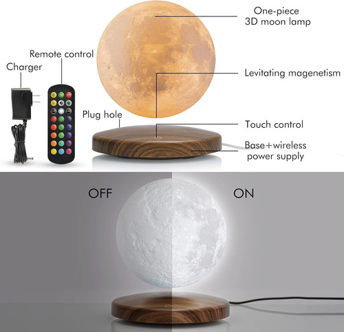 Lámpara De Luna Levitante, Luz Nocturna De 18 Colores Impres