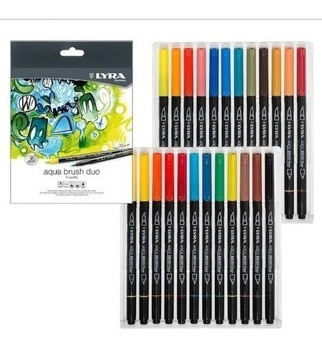 Marcadores Lyra Aqua Brush Duo Set 24 Colores Color Multicolor