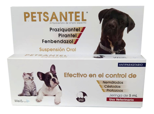 Antiparasitario Oral Petsantel Perros Gatos Jeringa 5 Ml