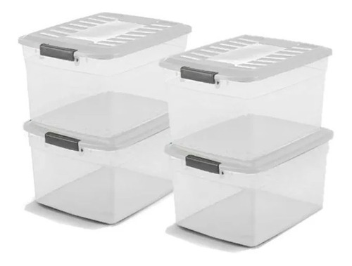 4 Cajas Organizadoras Plasticas Apilables 15lts Colombraro 