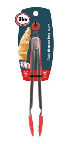 Imagen 3 de 10 de Pinza Gastronómica Multiuso Acero Inox 34cm New Line Ilko