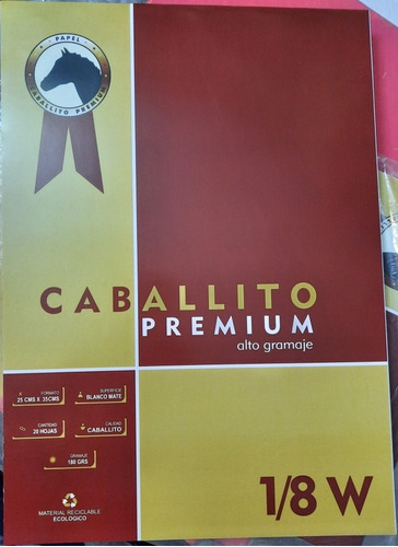 Block Caballito Premium 1/8 W , 180 Grs, 20 Hojas