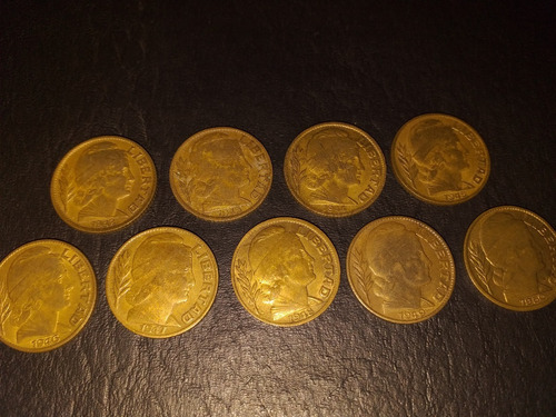Lote 9 Monedas Argentina 20 Centavos 1942/1950 - 1 De C/año