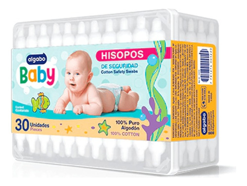 Hisopos De Seguridad Para Bebé 100% Algodón Algabo Baby 30 U