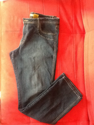 Pantalon Jean,talla:14,marca Lexi,azul Con Ribetes Amarillo