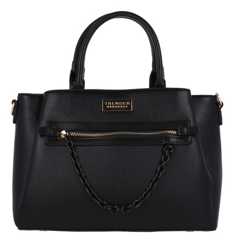 Bolsa De Mano Casual Trender Color Negro Cadena Para Mujer