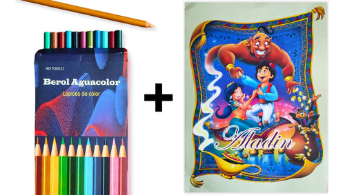 Cuento Clasico Infantil Aladin + Caja De 12 Colores