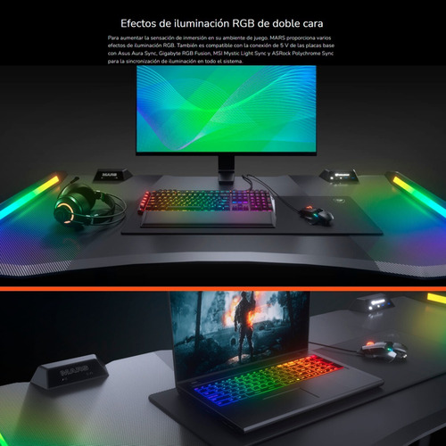 Imagen 10 de 10 de Escritorio De Pc Gamer Cougar Mars Rgb Gaming 153cm X 77cm
