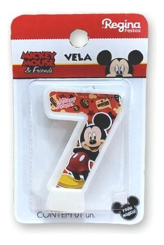 Vela Festa Mickey Número 7 - 01 Unidade - Disney