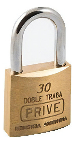 Candado De Bronce Doble Traba De 30mm Prive 351 Color Dorado