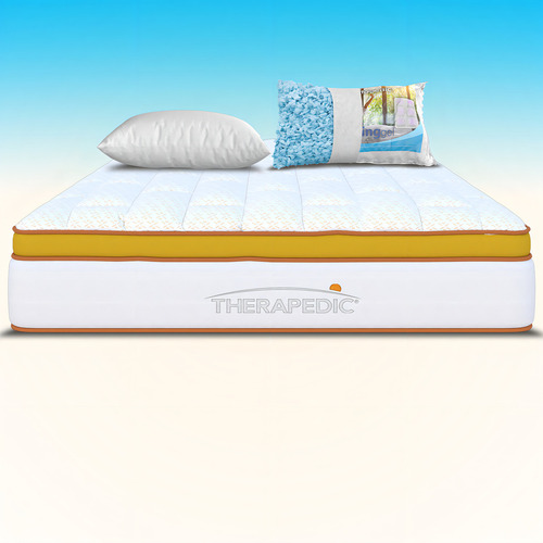 Colchón Matrimonial Therapedic Ortopédico Aram Foam Antibacteriano + 2 Almohadas Hipoalergénicas
