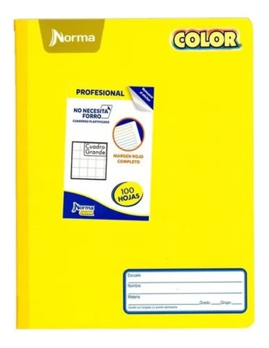 Cuaderno Profesional Norma 360 Color Cosido Liso 100 H Ry Amarillo
