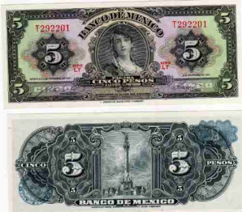 2 Billetes Mejico 1 Y 5 Pesos Calendario Azteca Sin Circular