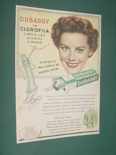 Publicidad Dentifrico Dubarry Con Clorofila Pasta Verde Tubo