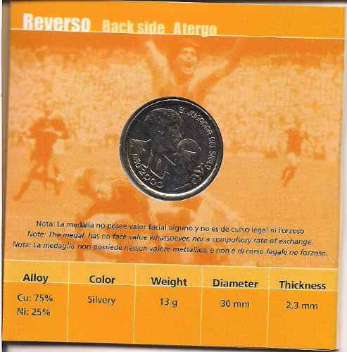 Moneda Medalla Diego Maradona 40 Aniversario En Blister
