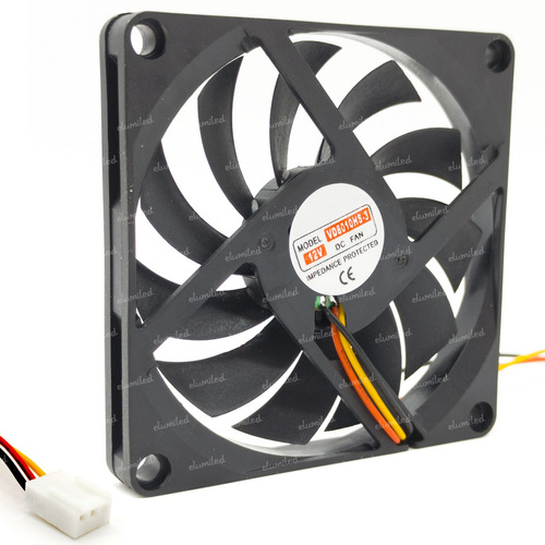 Ventilador 80mm X 10mm 12v 3 Cables Con Conector