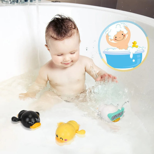 Juguete De Baño, 5 Unidades, Bonito Diseño De Pato Con Mecan
