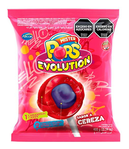 Chupetin Mr Pops Evolution Cereza Bolsa X 24un