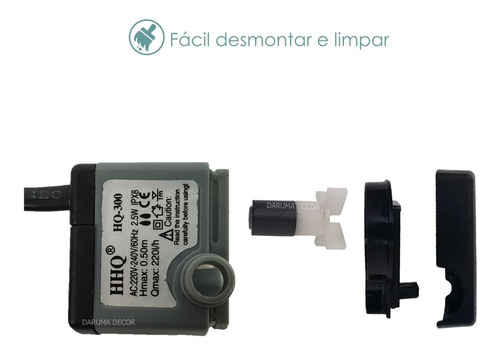 Bomba Motor Submersa Luz Fonte Água Aquário Bombinha Led