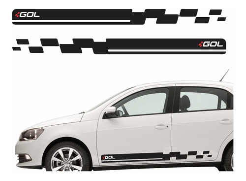 Kit Adesivo Faixa Lateral Volkswagen Gol G6 Racing Gol05