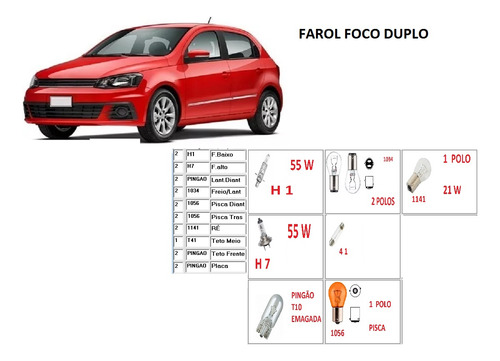 Lampada Lanterna Farol Gol G7 G8 Duplo 2017 2022 V19