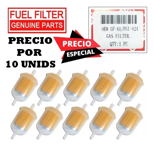 Filtro Gasolina Universal Manguera Abrazaderas 10 Unidades