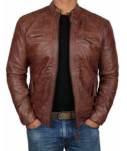 Chaqueta De Cuero Biker - Cazadora Moto Hombre