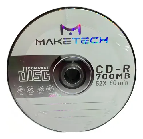 10 Unidades Mídia Cd-r Não Imprimível Maketech No Envelope