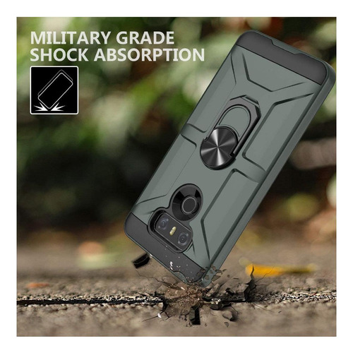 Jeylly Funda Para Lg G6 Con Protector De Pantalla De Vidrio Verde Medianoche.