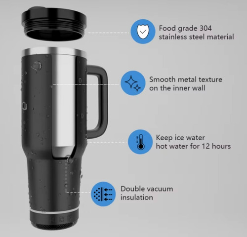 Termo 40oz Térmico C/ Bocina Acero Inoxidable 1200ml Moda Negro