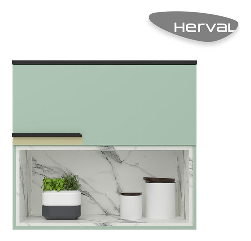 ArmárioHerval Armário Aéreo Herval Manhattan 100% mdp - verde bali e calacatta