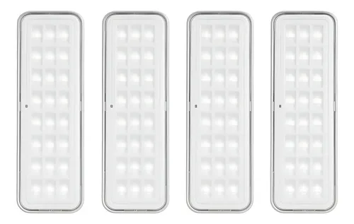 Kit 04 luminárias de emergência 30 leds Elgin 6500k cinza