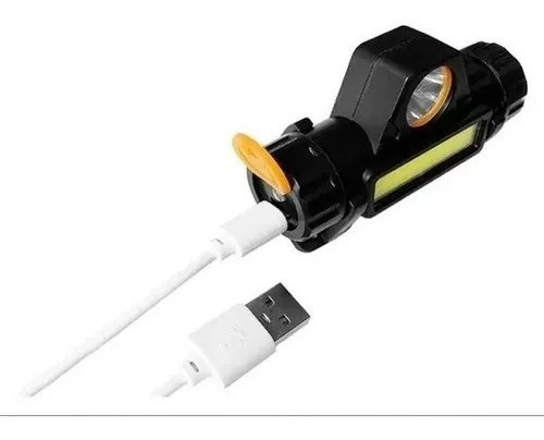 Linterna Vincha Minera Usb Recargable 2 Luces Led Camping Color De La Linterna Negra Color De La Luz Blanco