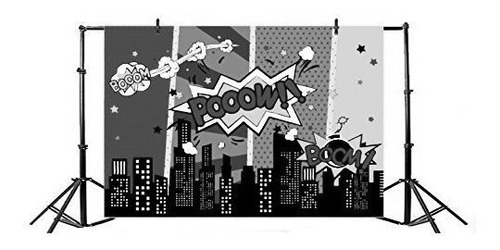 Yeele 5 X 3 Pies Dibujos Animados Comic Ciudad Superheroe Fo