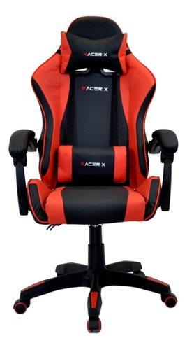 Cadeira de escritório Racer X Comfort gamer ergonômica  preta e vermelha com estofado de couro sintético