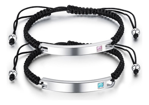 Pulseras Trenzadas Para Parejas Ajustables Inoxidable 2pzs