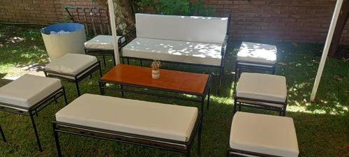 Alquiler Juego Living Puff Sillon Gervasoni Hierro Cuerina