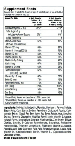 Multivitaminas de ferro extra Flintstones 90tab para crianças com sabor de frutas