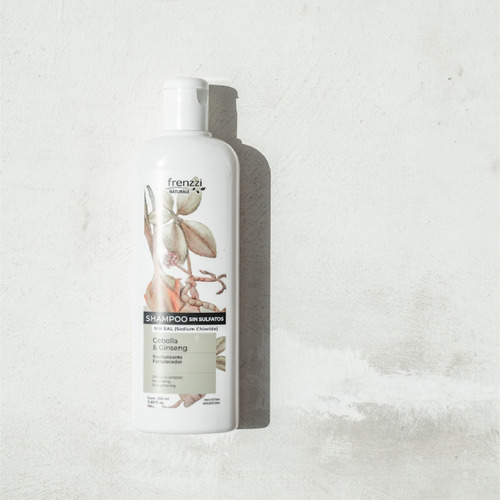 Shampoo Cebolla Y Ginseng Frenzzi Sin Sulfatos X 350 Ml Apto