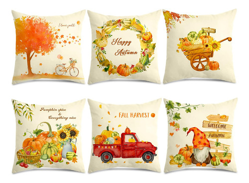 Remagr Paquete De 6 Fundas De Almohada De Otoño De 180 X De