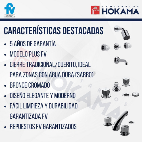 Imagen 4 de 10 de Combo Baño Griferias Completo Fv Plus Moderno Kit Casa Grifo