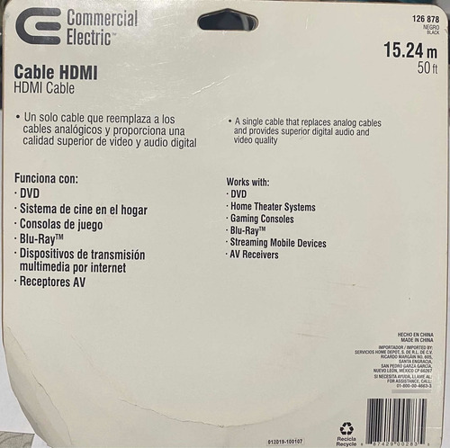 Imagen 2 de 2 de Cable Hdmi 15.24 Mts 4k Xbox Playstation Apple Tv