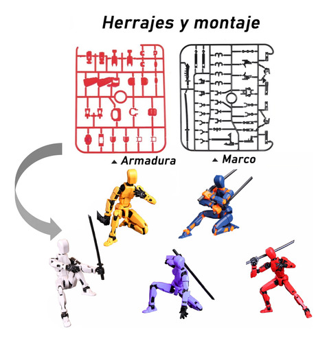 5pcs Maniquí Articulado Mixto Fig.activo -sin Montar Multiar