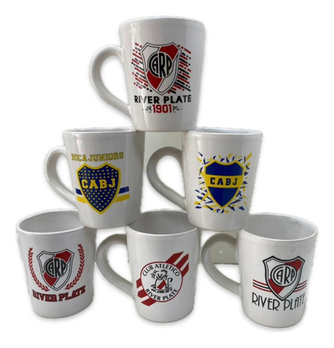 Taza Cerámica Estampada Boca Y River Fútbol Argentina X6u