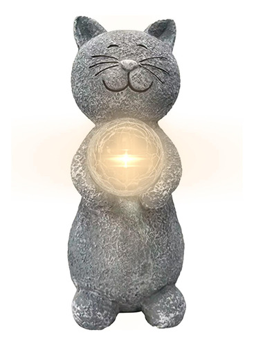 Estatua Solar Del Jardín Del Gato Luces Solares Del Gato Jar
