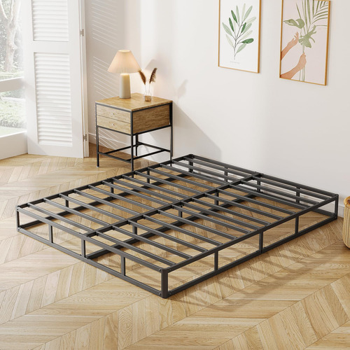 Base Cama King 5 Alto Marco Metal Esquinas Redondas Colchó