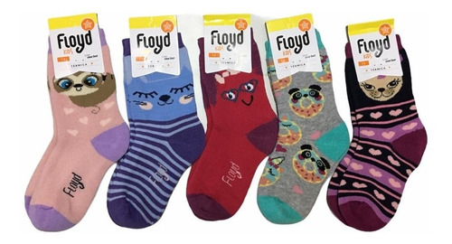 Imagen 2 de 8 de Pack X6 Floyd Medias Termica Niño Estampada Art. 55 T. 2